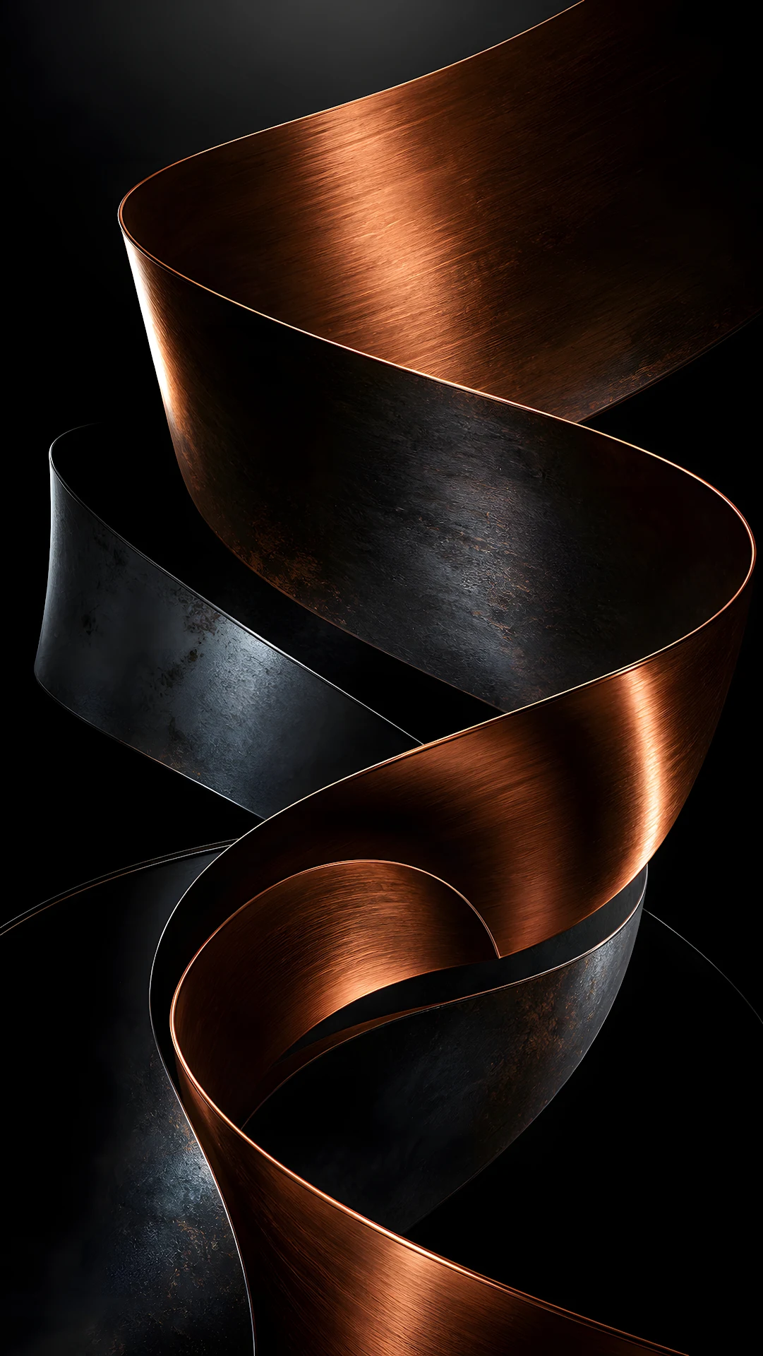 Abstract Kinetic Copper Ribbons Flowing Wallpaper - Free 4K mobile Wallpaper