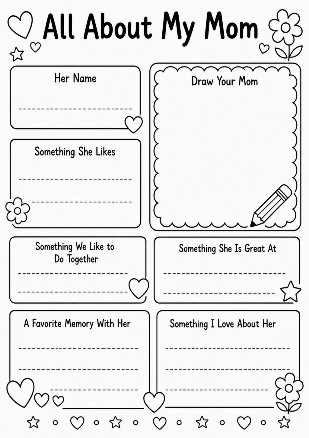 All About My Mom Worksheet