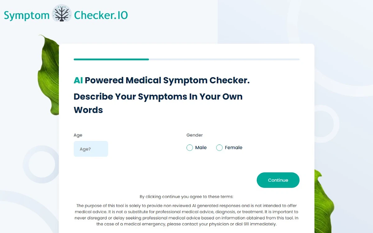 Captura de SymptomChecker.io