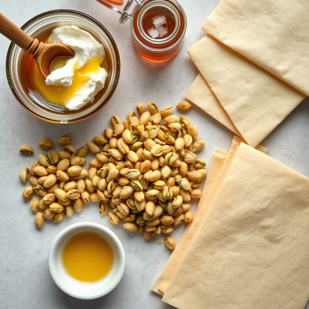 Ingredients for Easy Ricotta Pistachio Honey Bites for a Sweet Snack