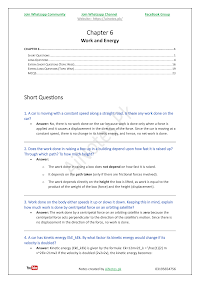 FBISE Class 9 Chapter 6  Work and Energy
