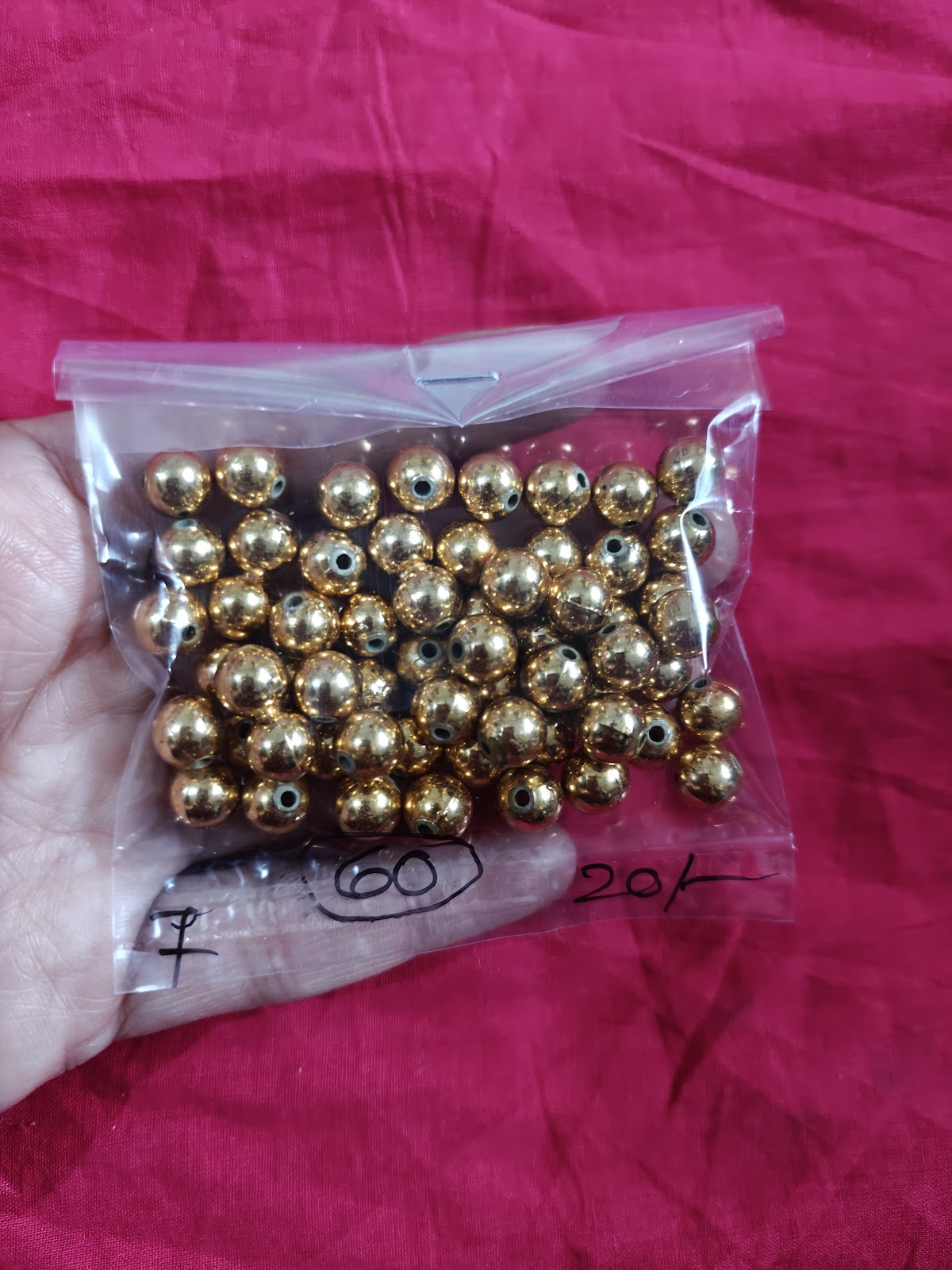 7 mm plastic gold mani pack - 60 pearl -
