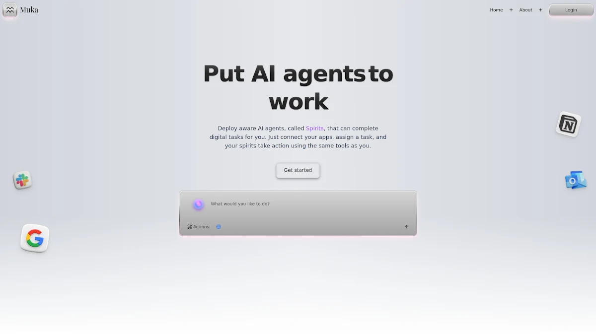 Captura de Muka - AI Agents for your apps