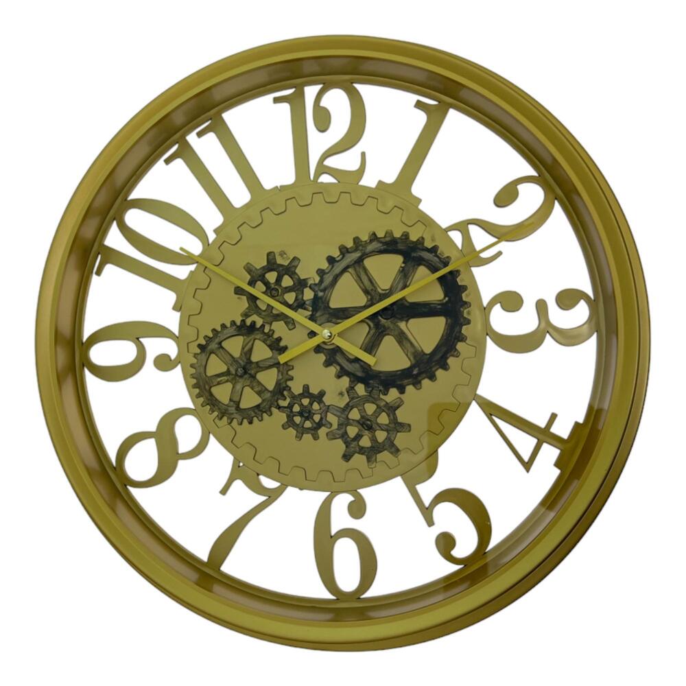 Reloj de pared de plástico Concepts™ diseño de engranes color dorado