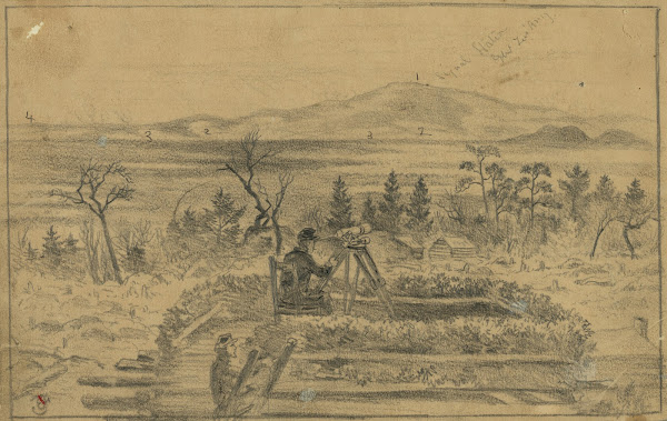 Signal officers watching the camps of Gen Lees army on the south side of the Rap
