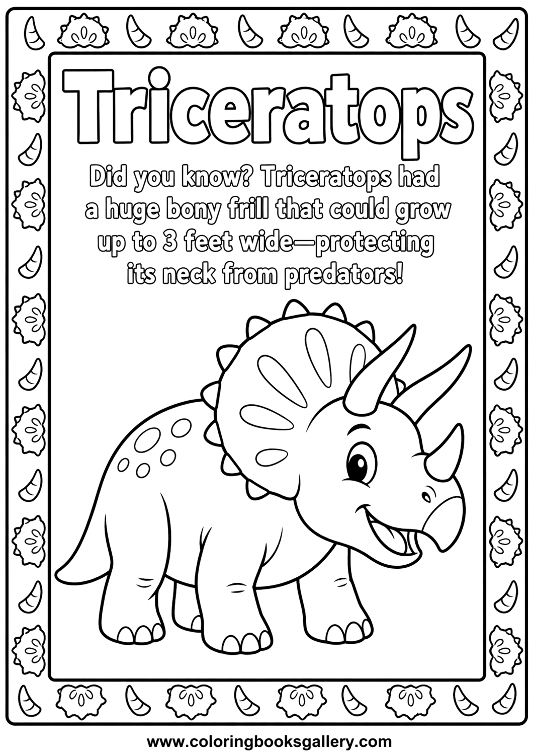 Color and Discover: Fun Triceratops Coloring Page for Kids – free coloring page for kids