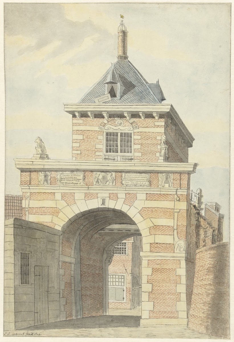 Gezicht op de oude Vriesche Poort te Alkmaar 1802