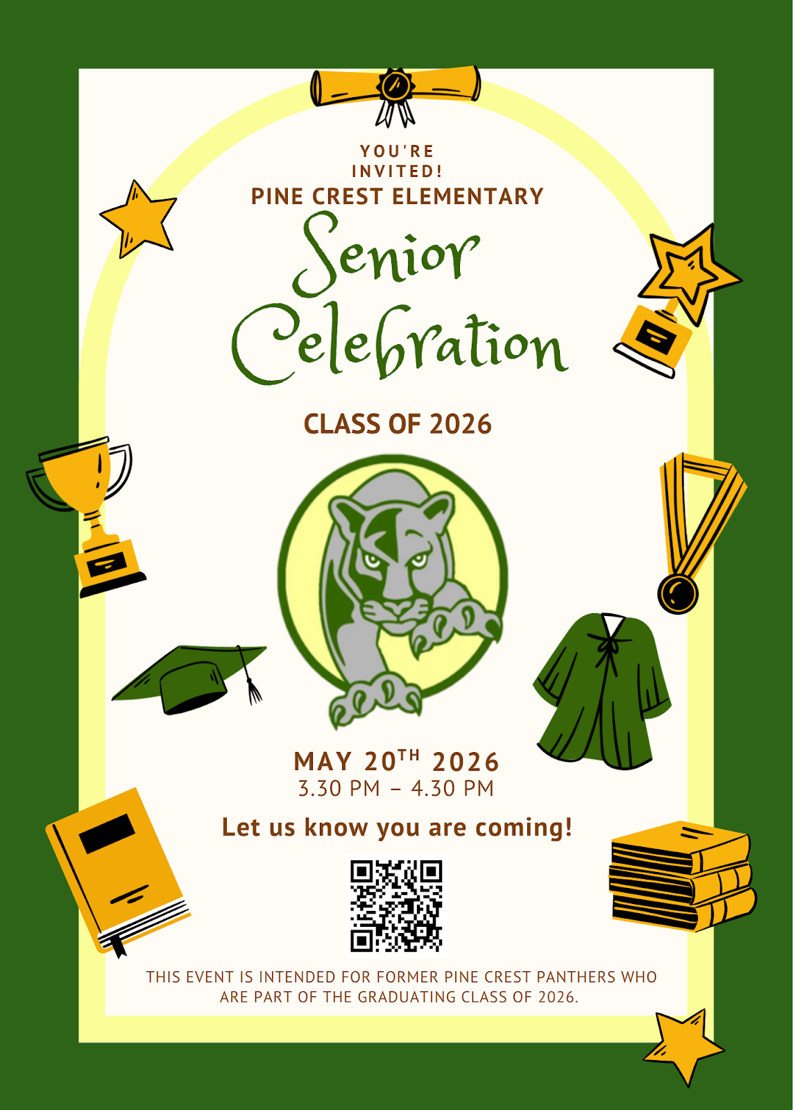 Pine Crest Elementary Senior Celebration flyer