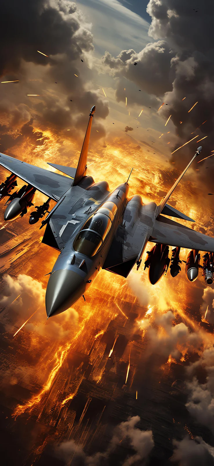 F-15 Eagle Combat Mission - Digital Art 2K iPhone Wallpaper (1720x3728)