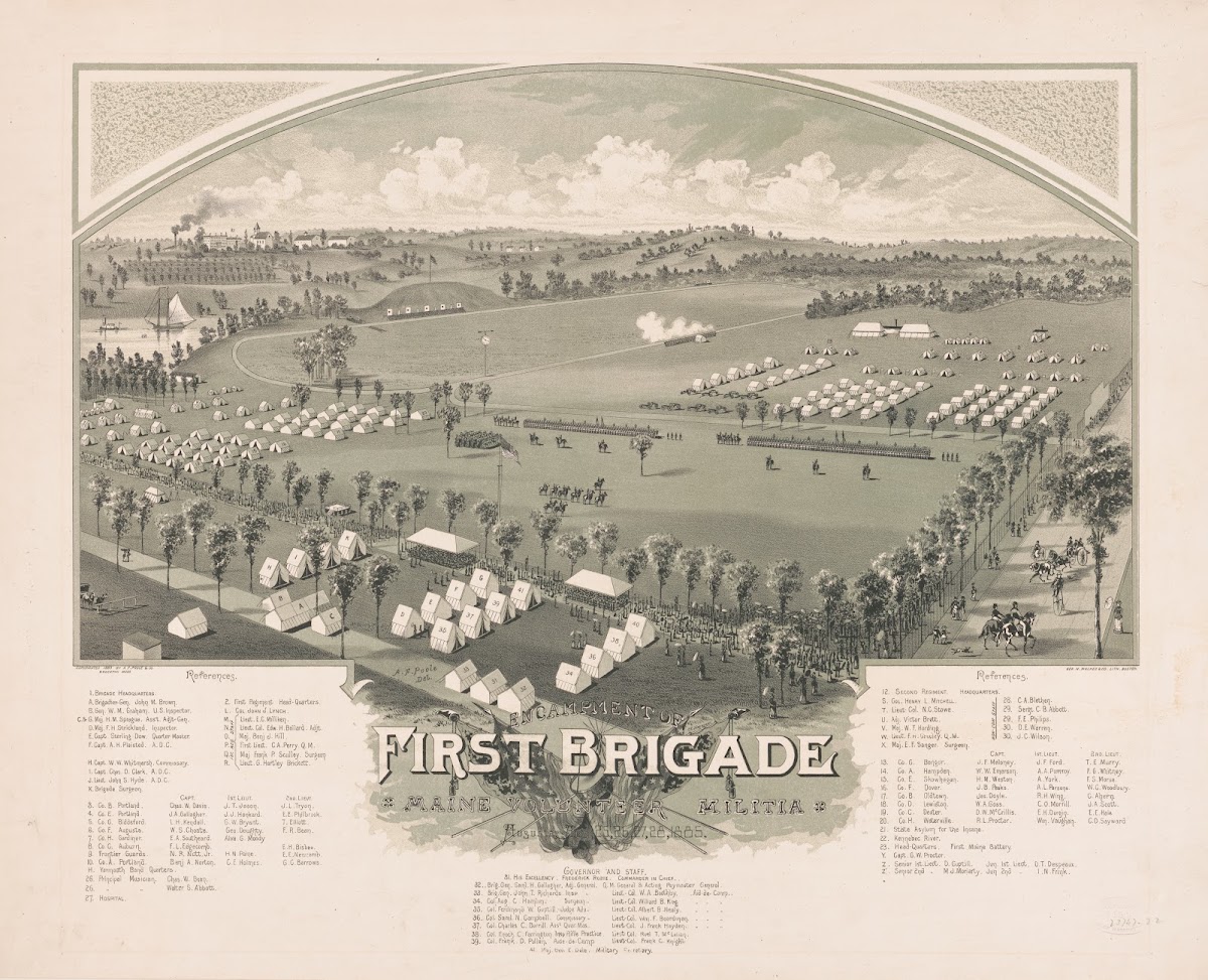 Encampment of first brigade Maine volunteer militia 1885