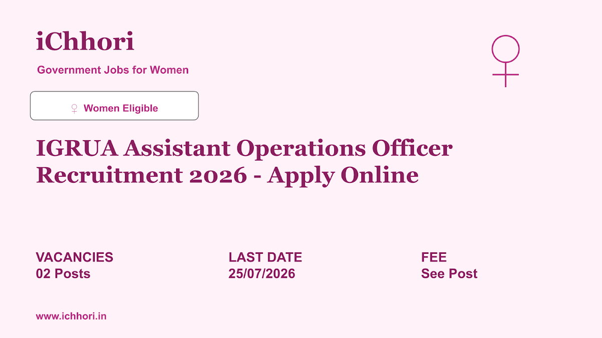 IGRUA Assistant Operations Officer Recruitment 2026 - Apply Online - iChhori