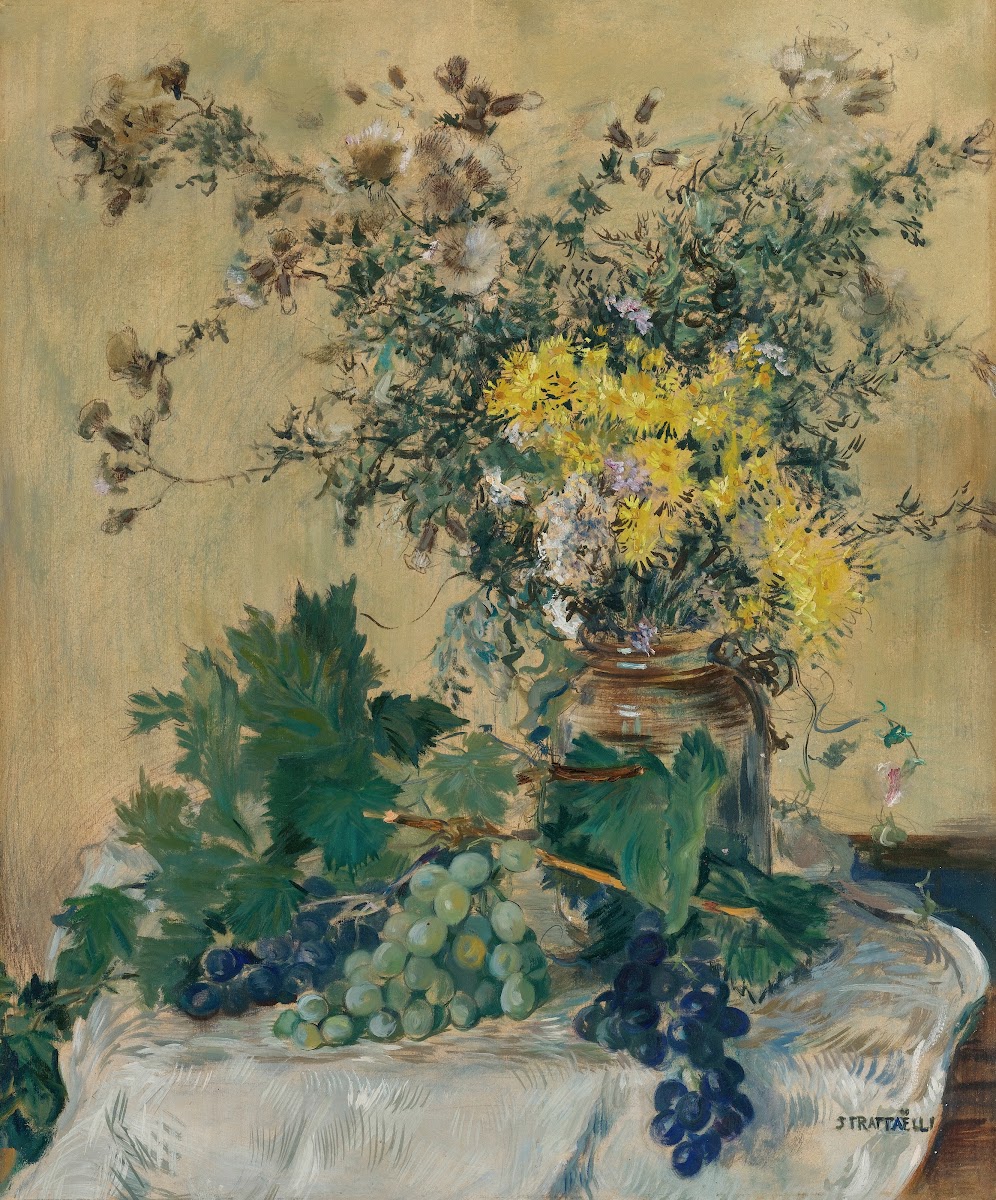 Nature Morte Aux Fleurs Et Aux Raisins