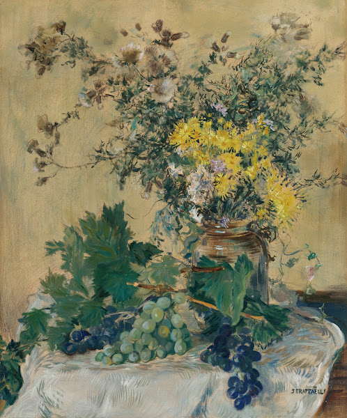 Nature Morte Aux Fleurs Et Aux Raisins