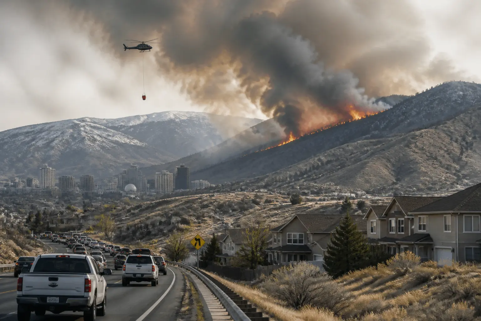 Editorial image for Hawk wildfire in Reno, Nevada, 27% contained with thousands under evacuation orders