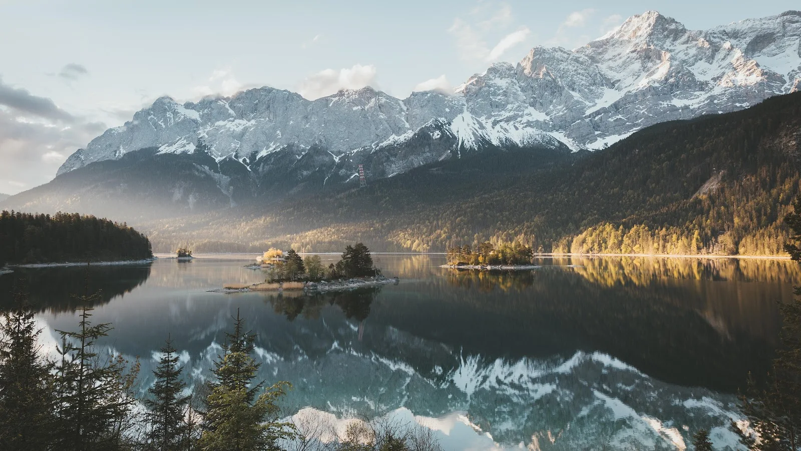 Landscape, Lake Eibsee, Lake, Mountains, Forest 5K Desktop, iPhone Wallpaper Background