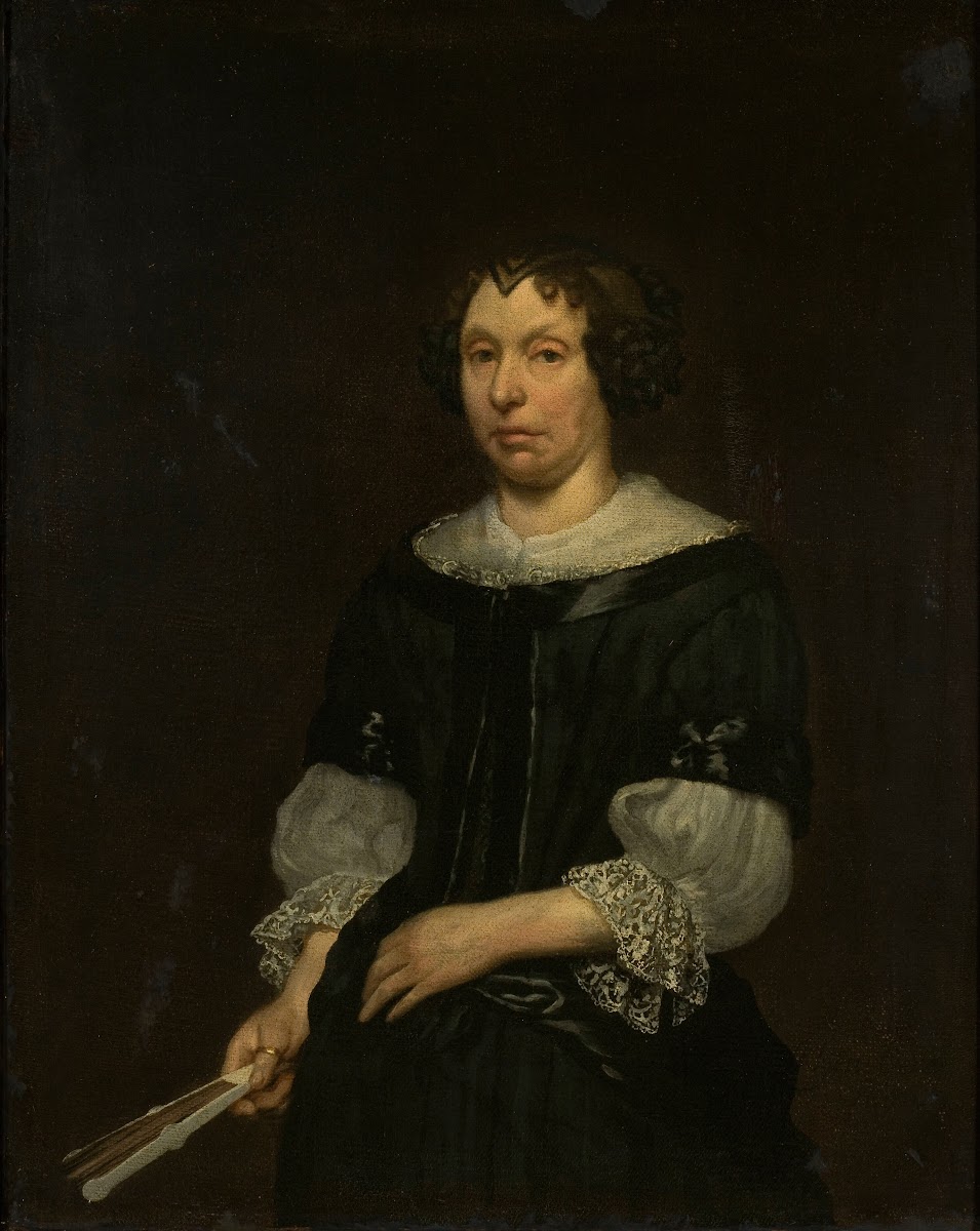Portrait of a lady with a folding fan 1690