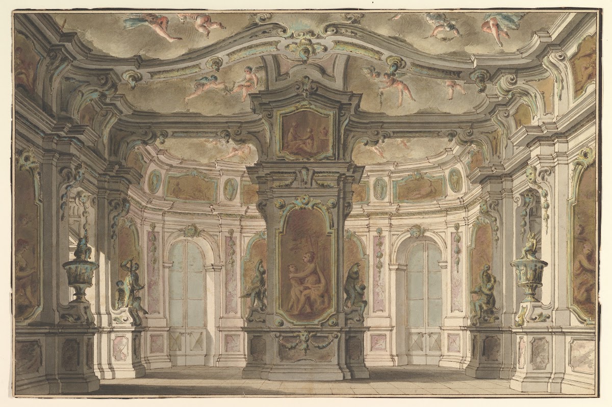 Design For An Opera Set A Congress Of Cupids 18th Century