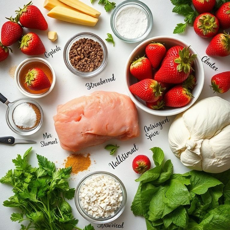 Ingredients for Fresh Strawberry Cake Recipe for a Moist and Light Dessert – Easy Homemade Delight