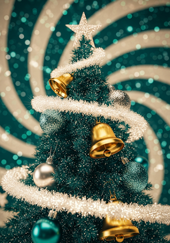 Sparkling Teal Christmas Tree Swirl