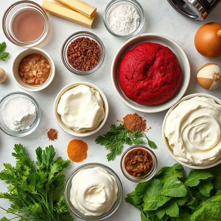 Ingredients for Red Velvet Cookies with Cream Cheese Frosting Recipe – Easy & Homemade Delight