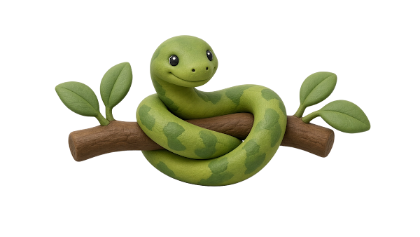 A serpent drawn gently, not scary — Origin Bible Week 3 Forbidden Fruit free image