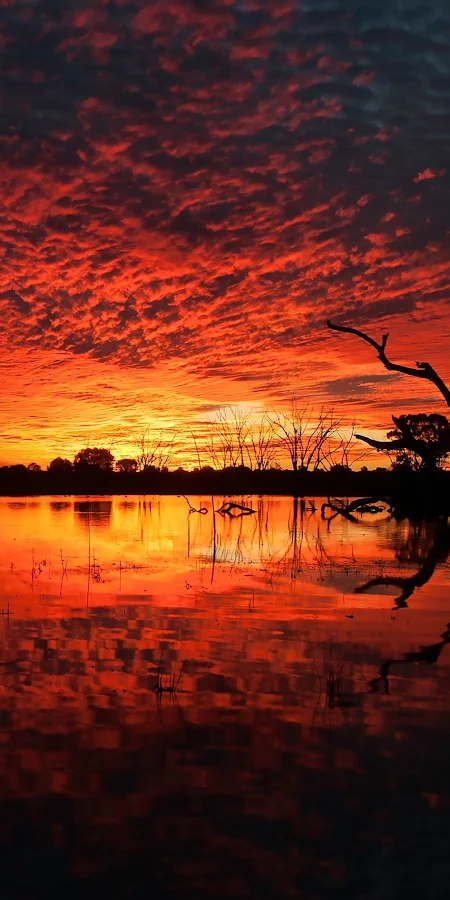 Sunset, Lake, Nature, Landscape 4K Phone Wallpaper