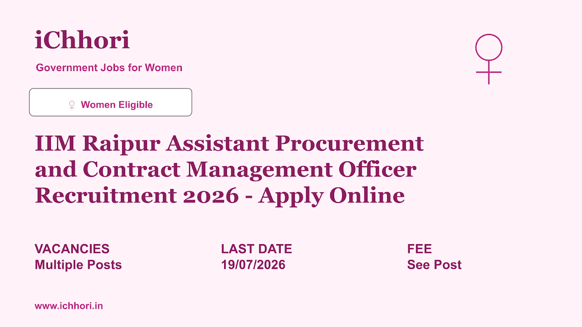 IIM Raipur Assistant Procurement and Contract Management Officer Recruitment 2026 - Apply Online - iChhori