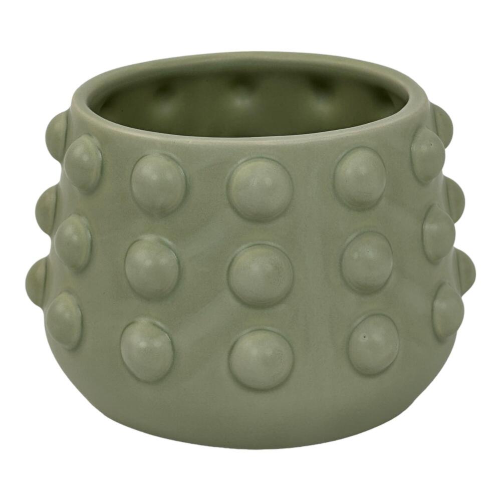 Maceta decorativa de dolomita Concepts™ con diseño de burbujas color verde olivo