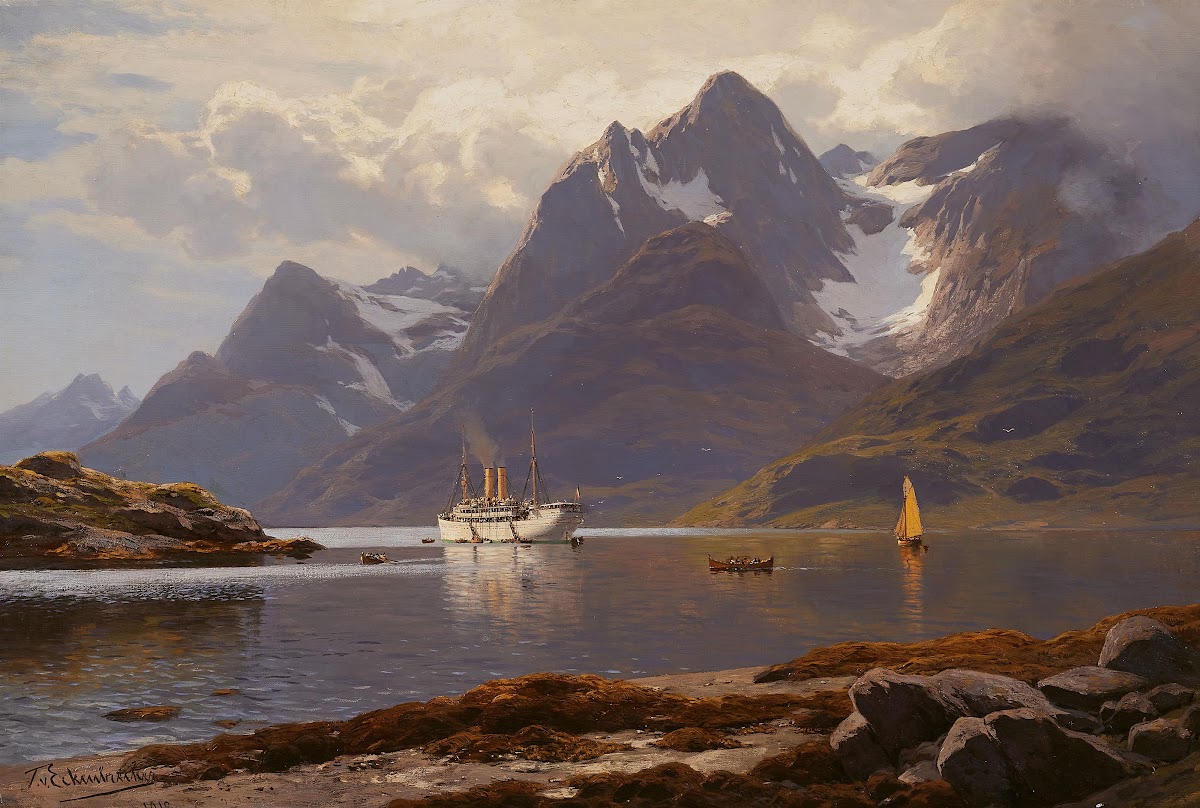 Der Dampfer Oceana im Raftsund 1912