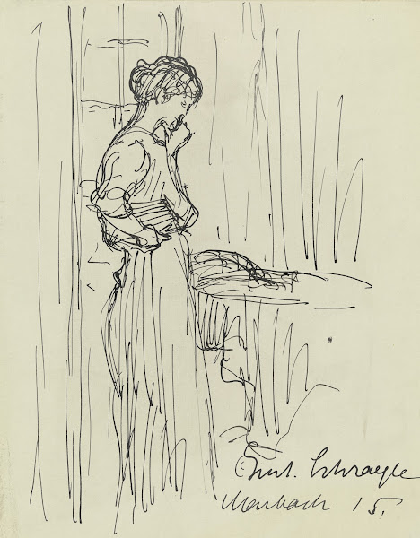 Girl standing contemplating 1915