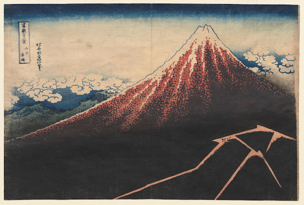 Rain Below the Mountain from the series Thirty six Views of Mt Fuji early 1830s
