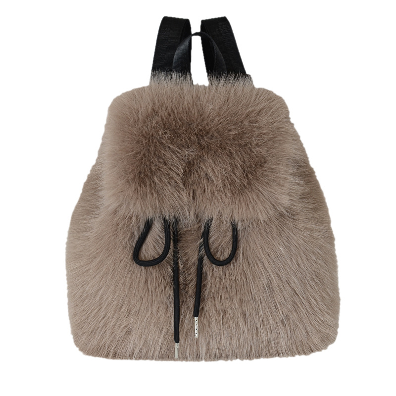 Backpack with faux fur appearance, large capacity