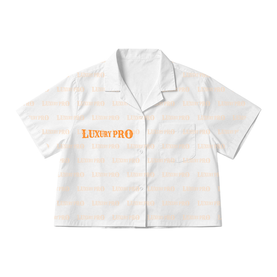 AOP MEG Cropped Brazilian Collar Shirt With Pockets