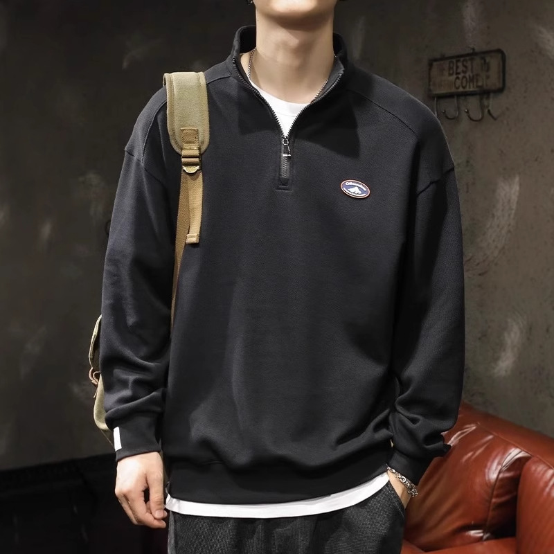 Men's sweatshirt with half-zip and stand-up collar