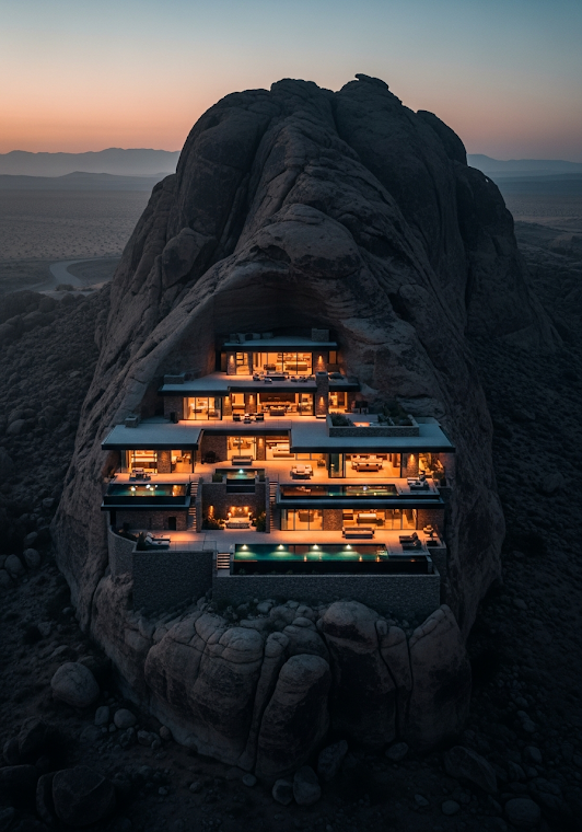 Desert Rock Modern Luxury Villa Twilight