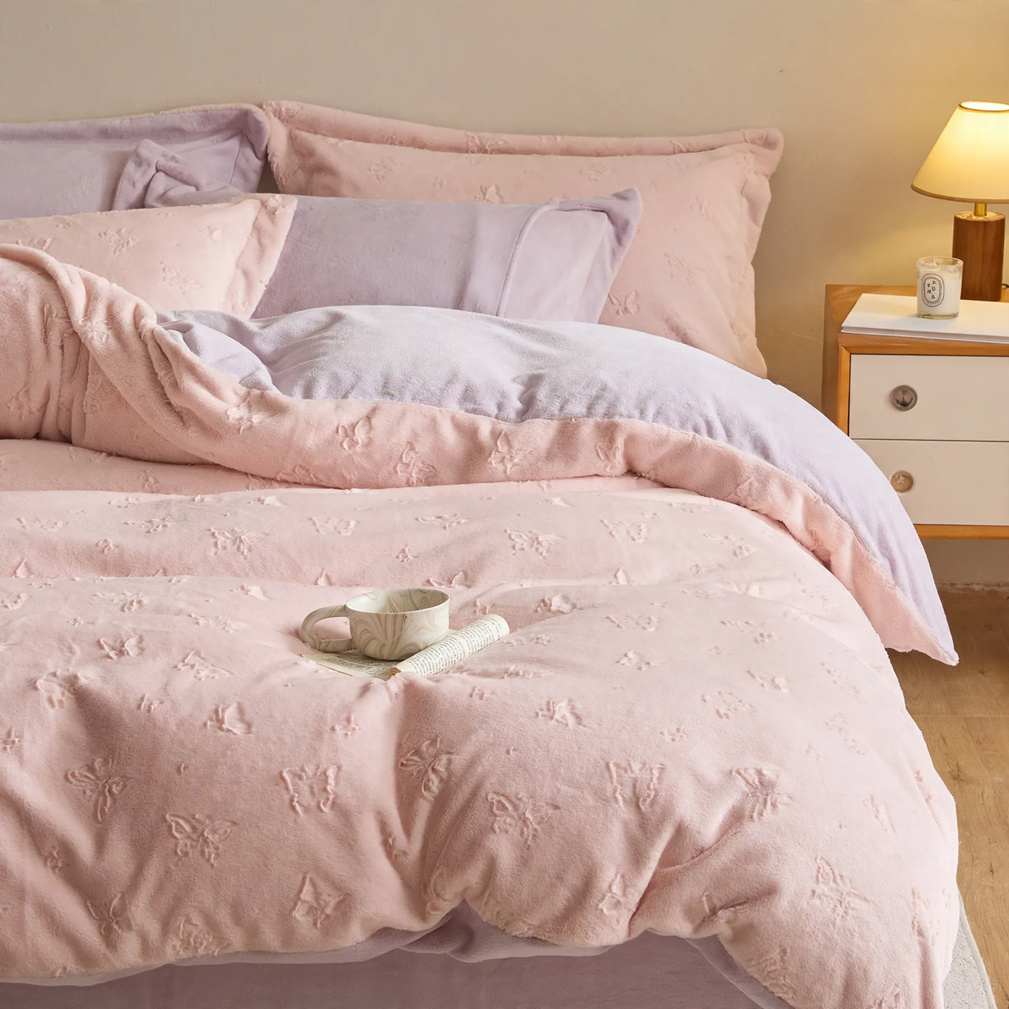 Double-sided fleece bedding set, 4 pieces, winter