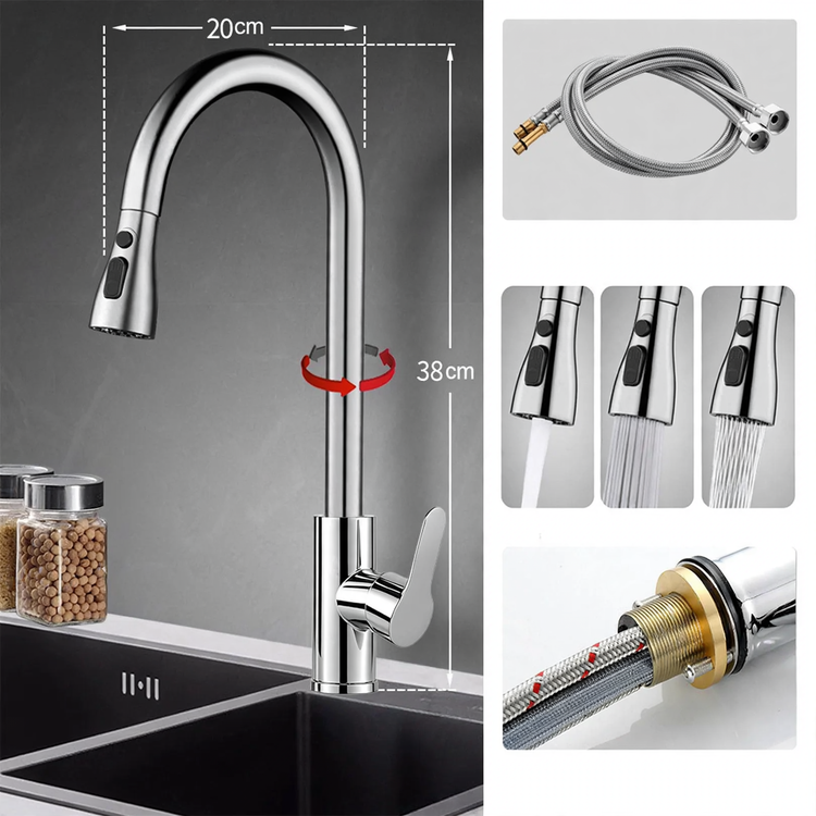 Pull-down kitchen faucet with ceramic valve