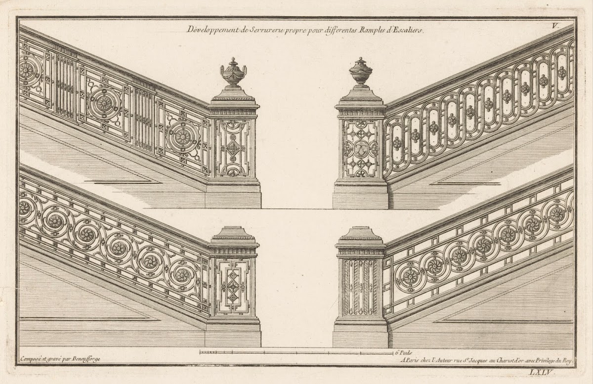 Développement de Serrurerie propre pour differentes Ramples dEscaliers 1767
