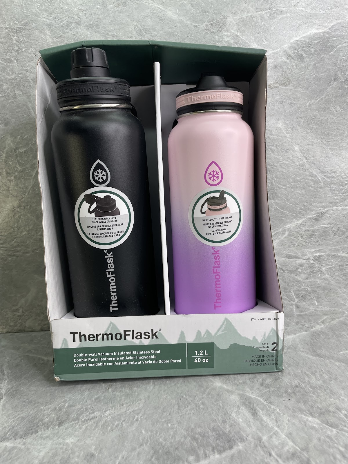 ThermoFlask 2pack Black Pink 1.2L #008