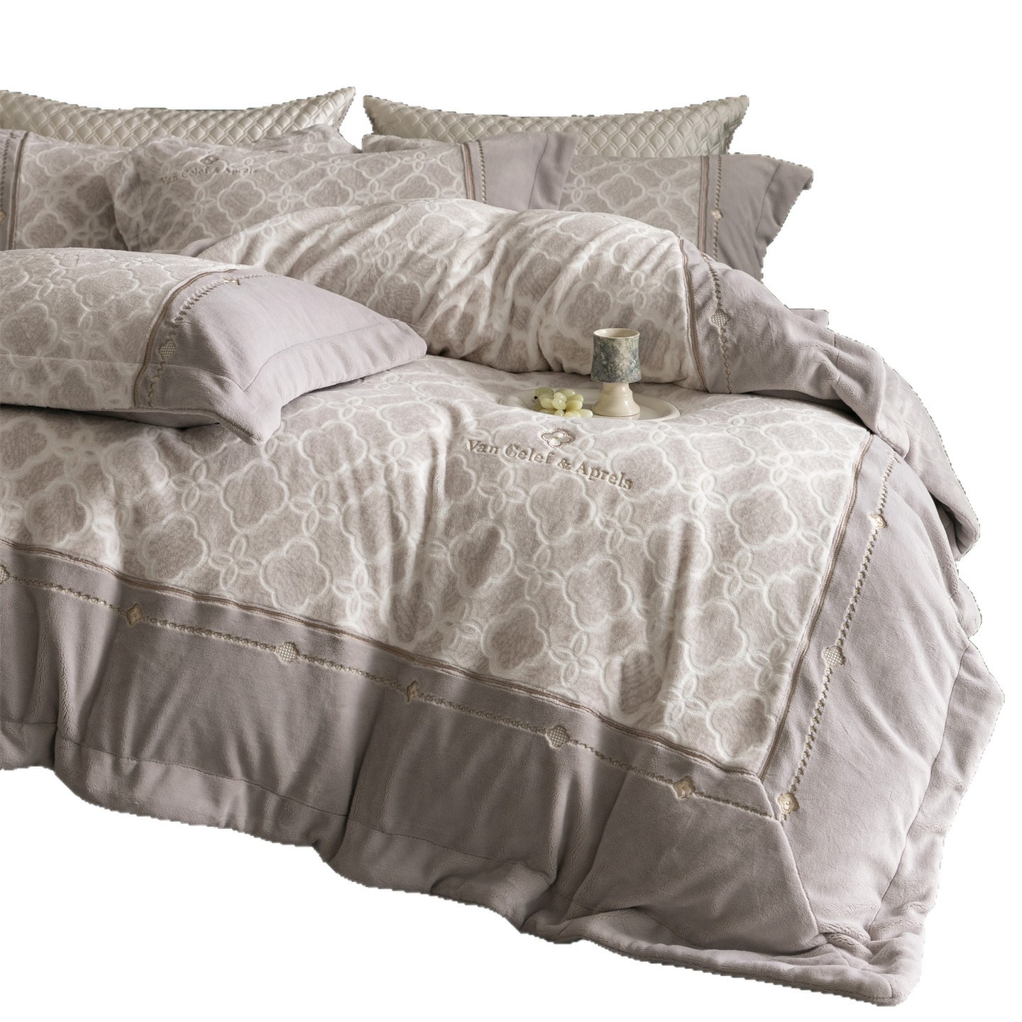 Winter-Bettwäsche-Set, Milchfaser-Fleece, verdickt, 4-teilig