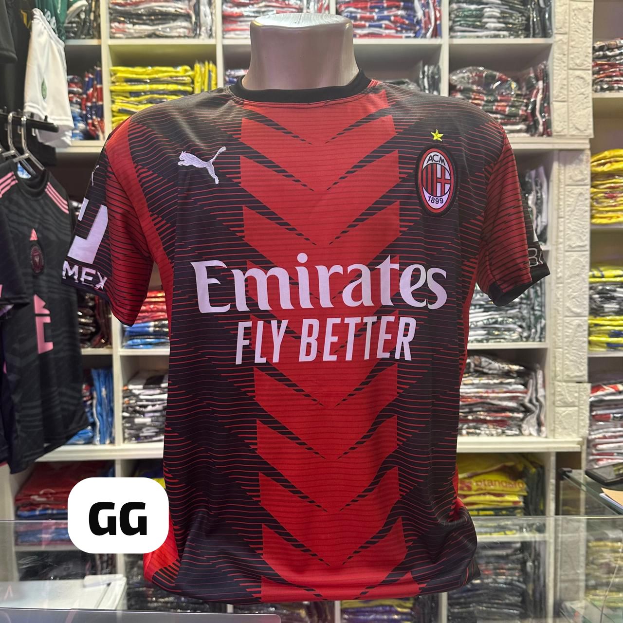 Camisa AC Milan Puma - Vermelha e Preta (GG) – Atacado no Brás