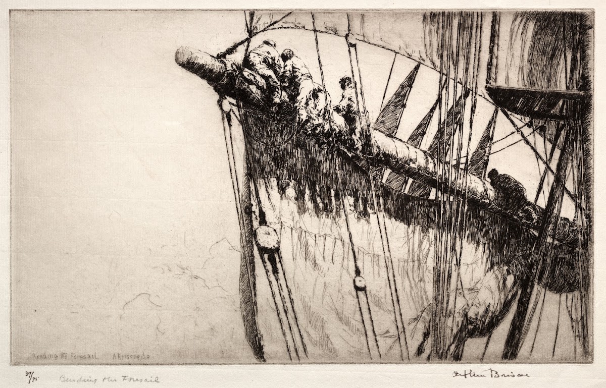Bending the Foresail 1928