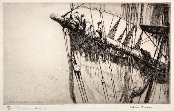 Bending the Foresail 1928
