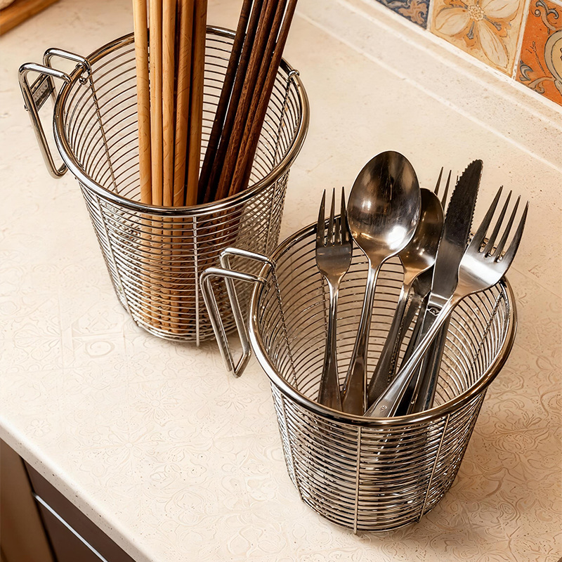 Stainless Steel Chopstick Holder with Drain, Wall-Mountable