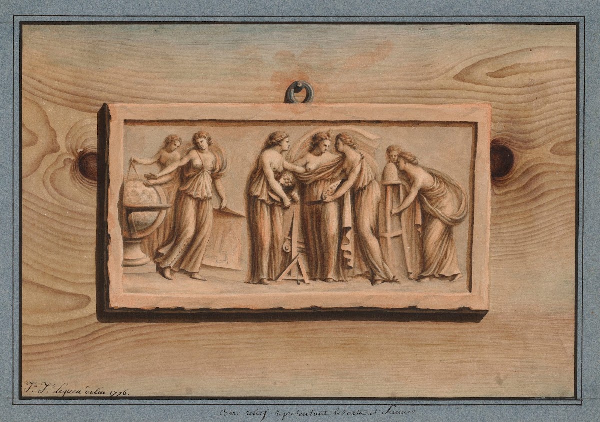 Bas relief représentant les arts et sciences 1776