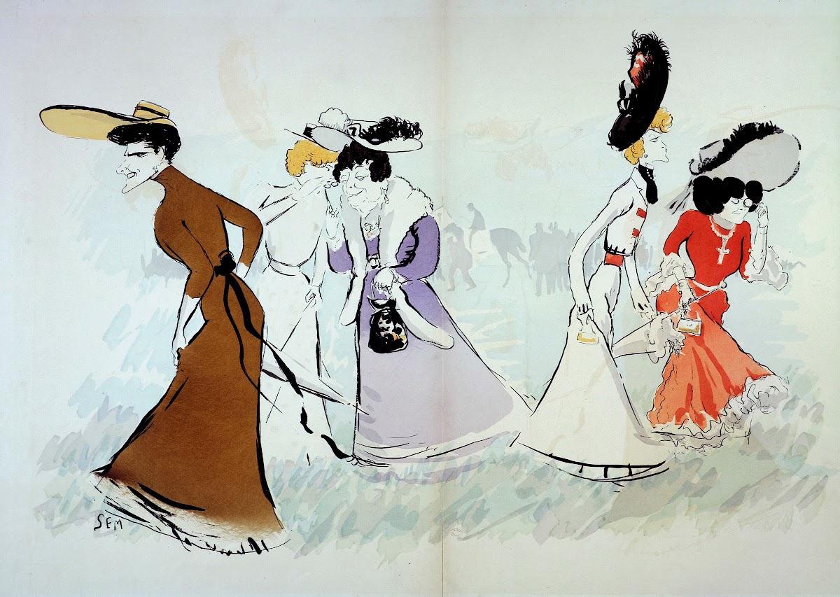Cinq coquettes sur la pelouse 1901