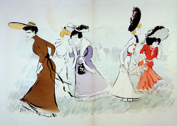 Cinq coquettes sur la pelouse 1901