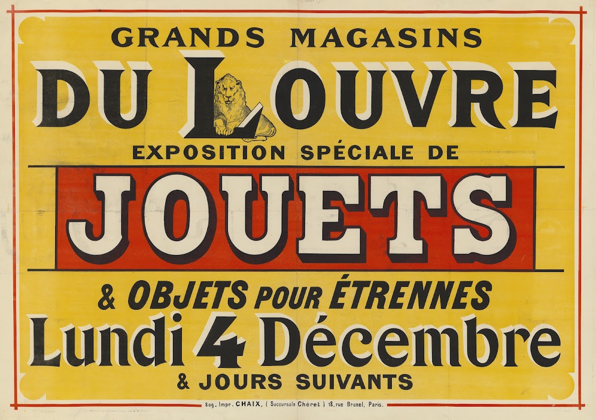 Grands magasins du Louvre exposition spéciale de Jouets Lundi 4 décembre 1882