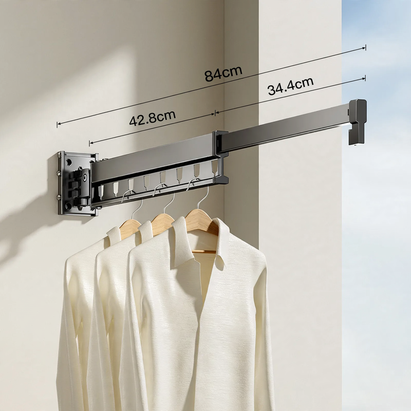 Wall-mounted drying rack, aluminum, foldable, 2–4 parts, model 703-031-A