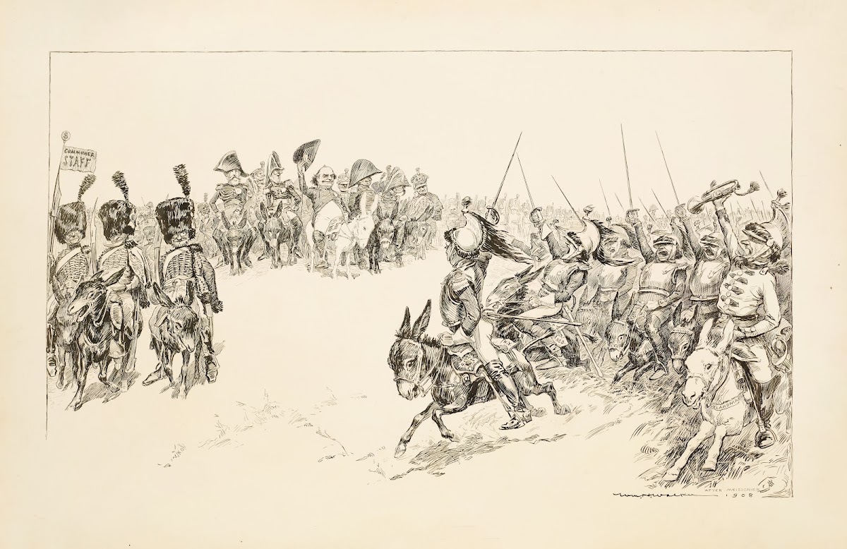 William Jennings Bryan as a general cheered by his army on the field 1908